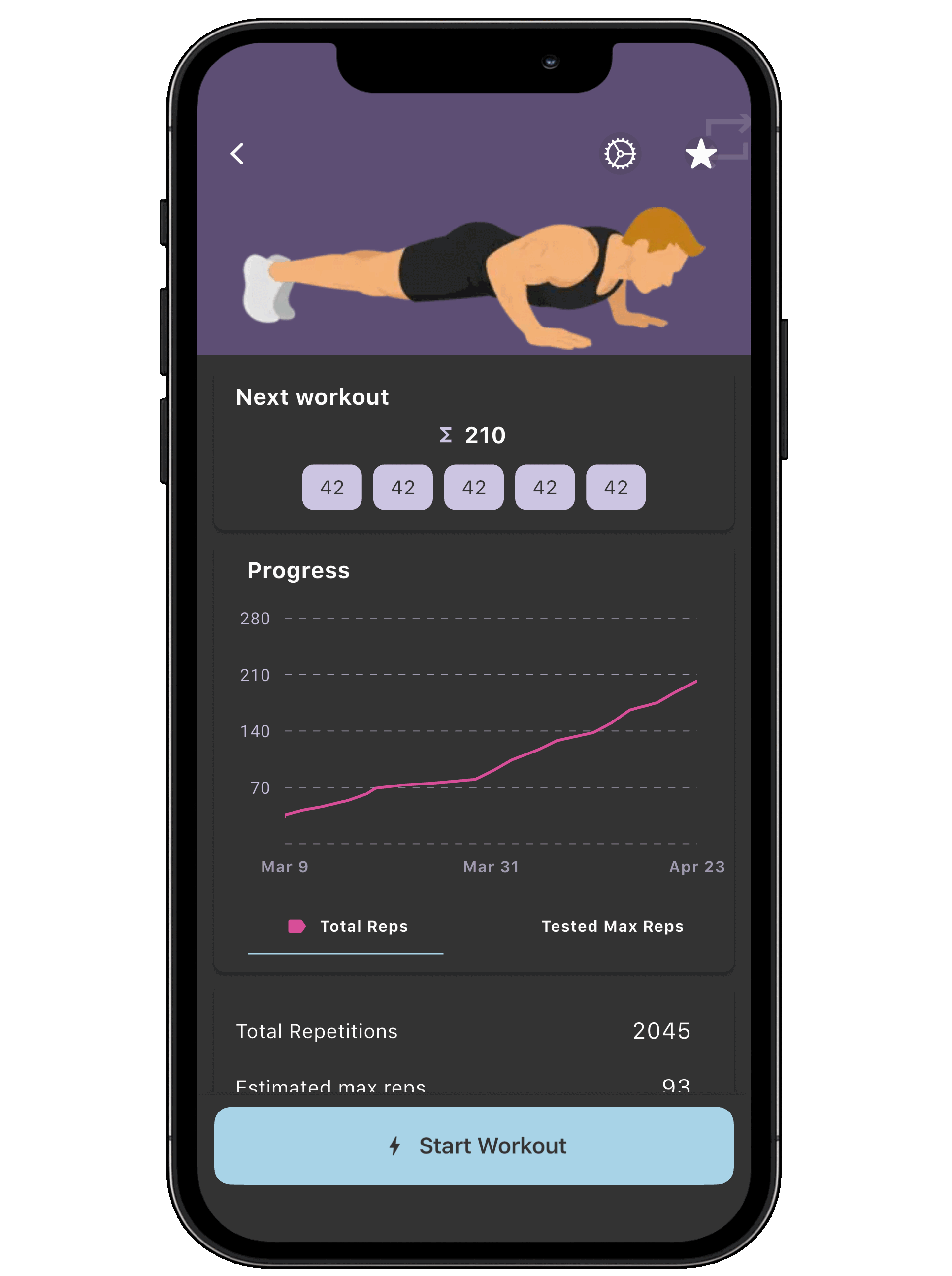 Progress tracking screen