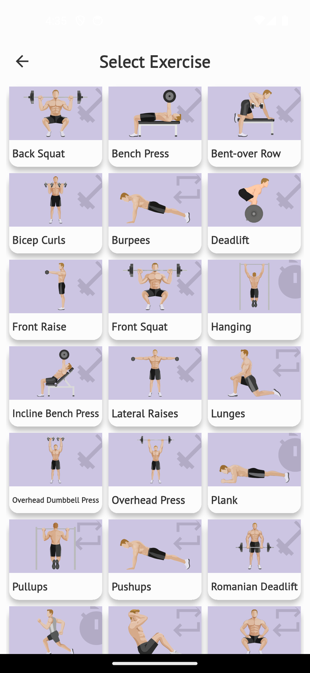 Exercise selection